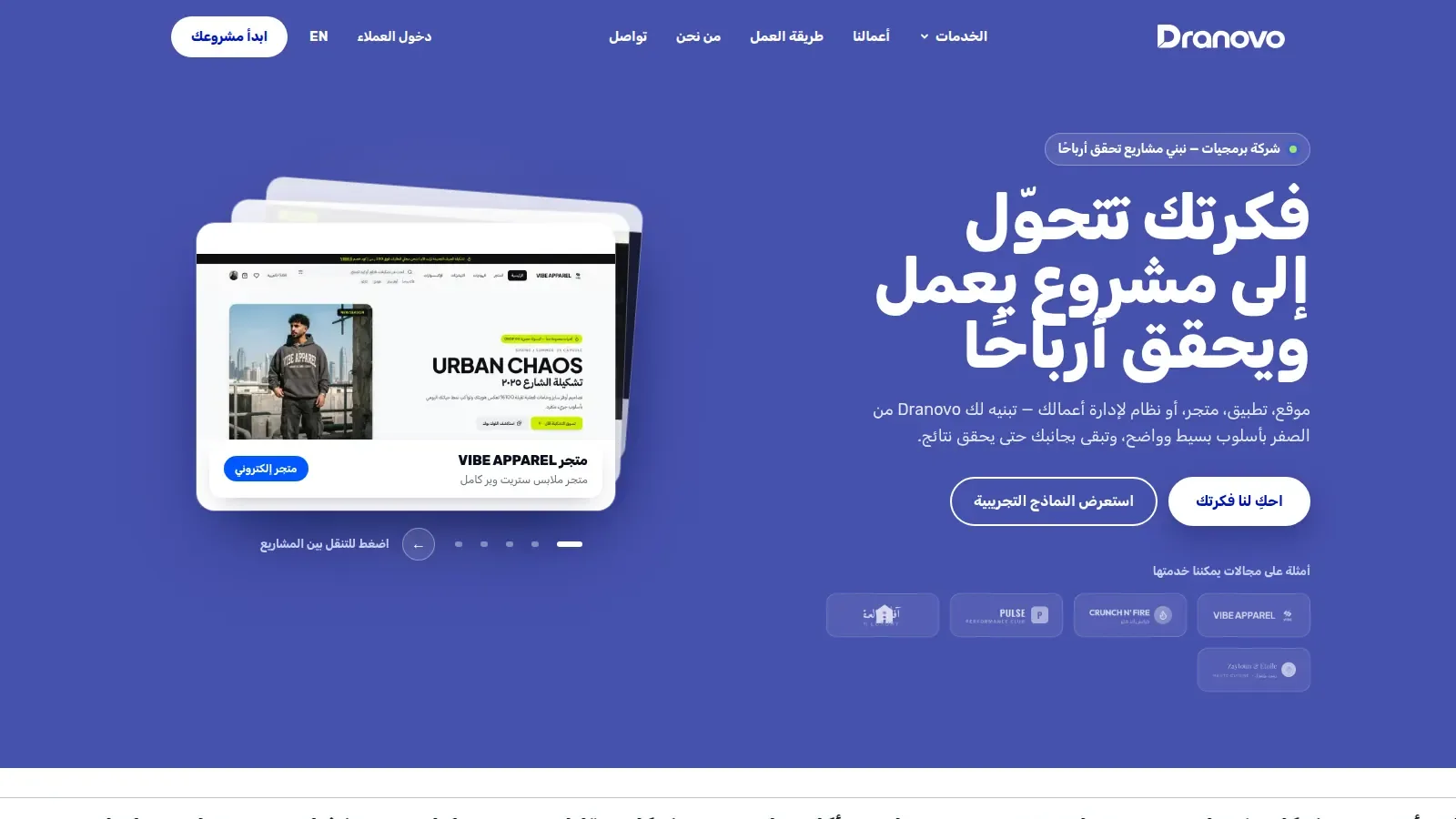 Dranovo website homepage preview